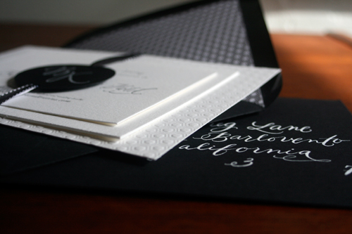 black white modern calligraphy wedding invitation Kristina Brocks Modern 