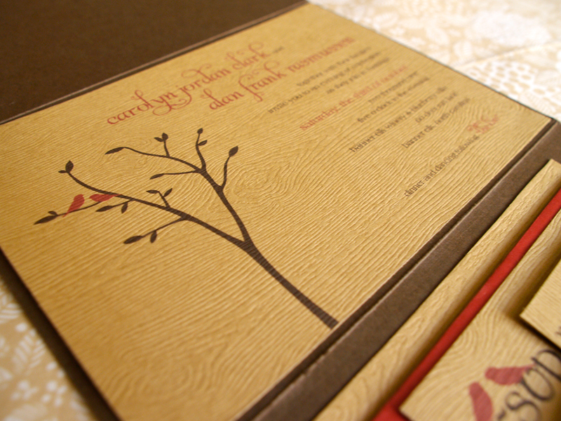 Carolyn + Alan's Rustic Woodgrain Wedding Invitations