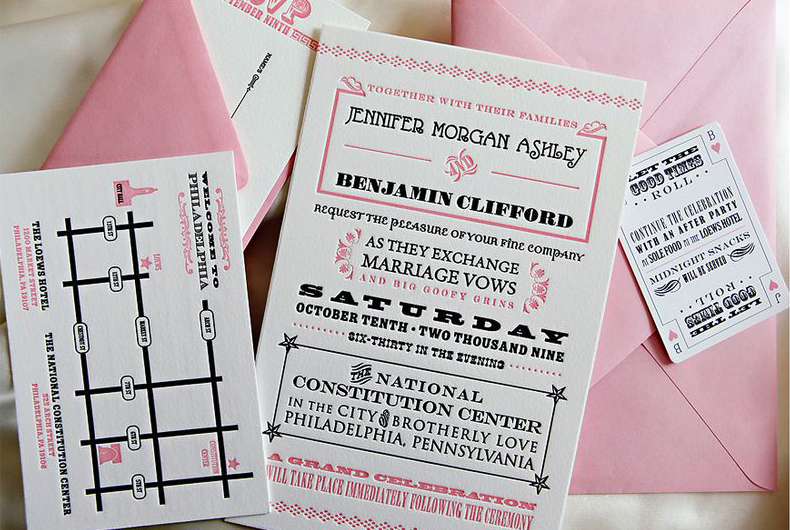 pink black white letterpress wedding invitations 500x335 Pink Black White 