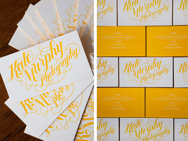 yellow letterpress business cards 500x375 Business Card Ideas and 