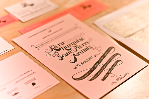 And of course the beautiful wedding invitations also with pink wraparound