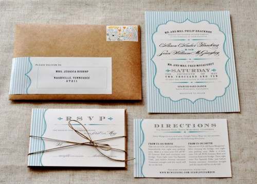 Rustic Blue White Wedding Invitations 500x358 Amber Seans Rustic Wedding 