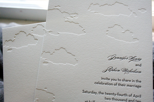 cloud letterpress wedding invitations Summer Cloud Wedding Invitations