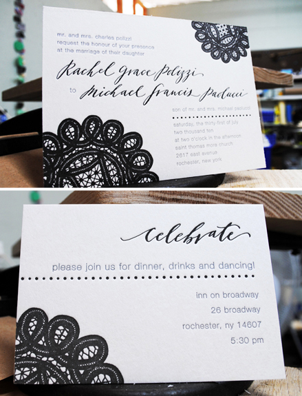 neither snow black white letterpress wedding invitation calligraphy Lovely 