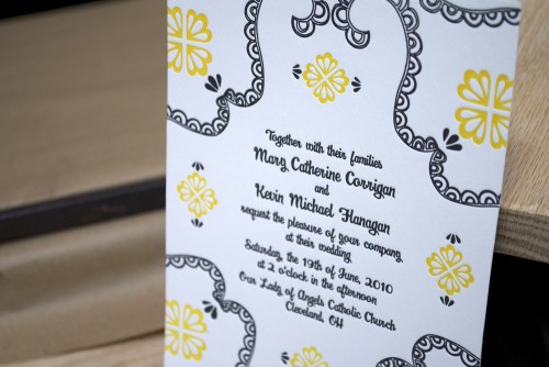 yellow black white letterpress wedding invitation2 500x334 Mary Kevins 