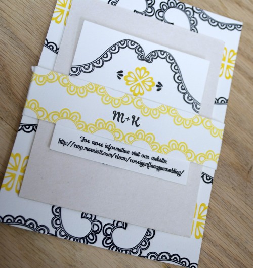 yellow black white letterpress wedding invitations suite 500x530 Mary 