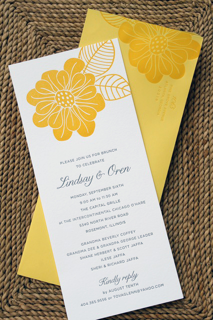 yellow flower wedding brunch invitation 300x450 Wedding Day After Brunch