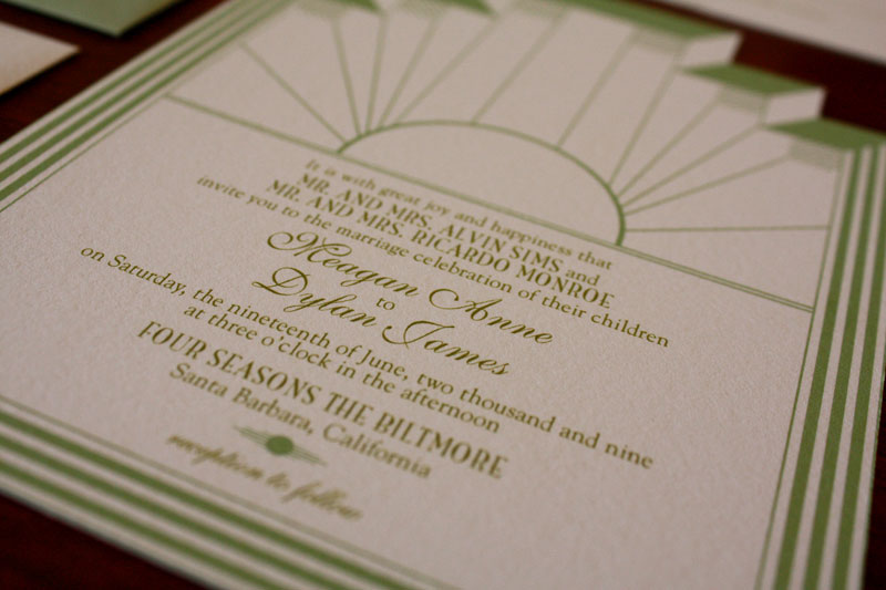 I 39m loving the die cut detail on the main invitation Art Deco Wedding