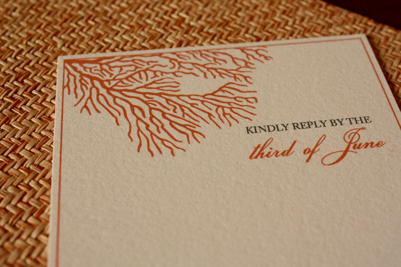 Art Deco Sea Coral Wedding Invitations Oh So Beautiful Paper