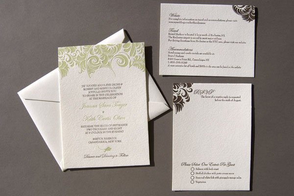  damask Pistachio Press Letterpress Wedding Invitations 