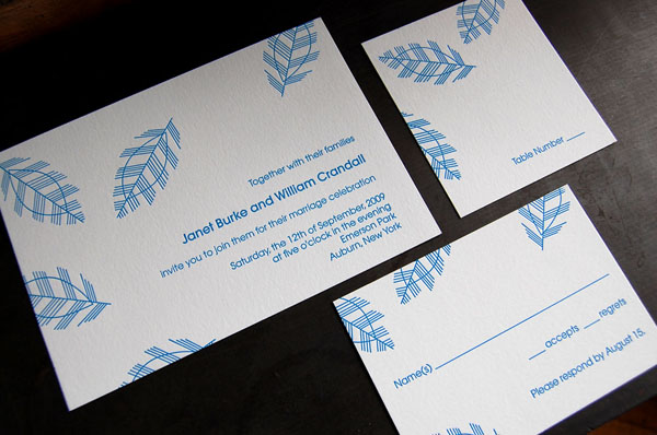 Pistachio Press Letterpress Wedding Invitations Feathers 500x331 Wedding 