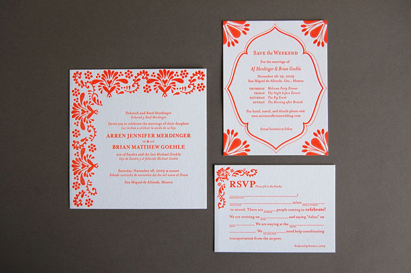 Pistachio Press Letterpress Wedding Invitations Mexican Tile 500x331 Wedding