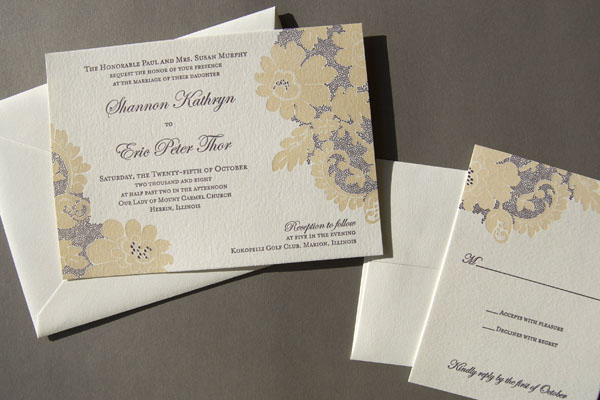 Pistachio Press Letterpress Wedding Invitations Vintage Lace 500x333 Wedding