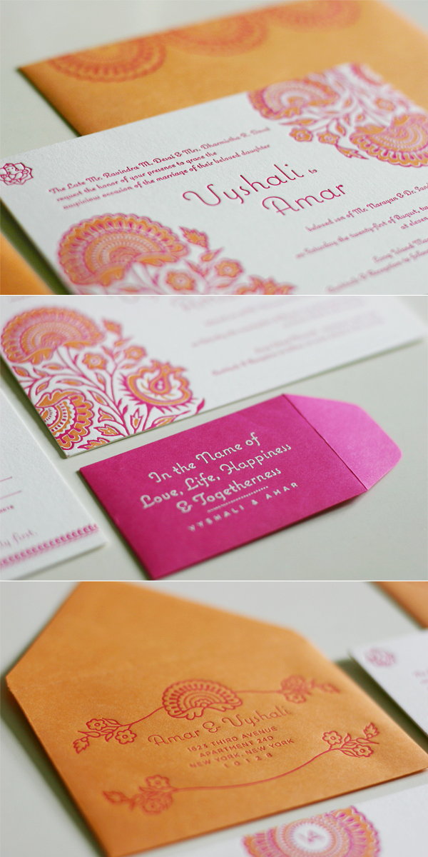 traditional hindu wedding invitations orange pink 500x1000 Traditional Hindu