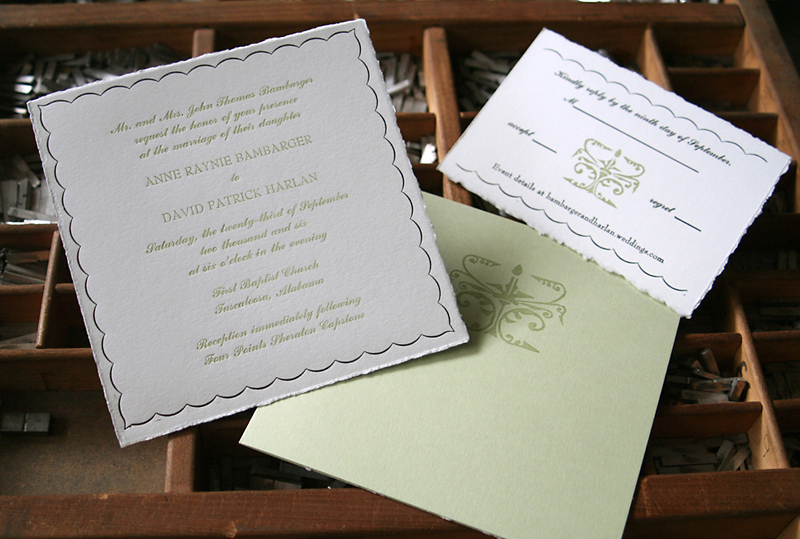 blackbird letterpress custom wedding invitations fleur de lis 500x336 