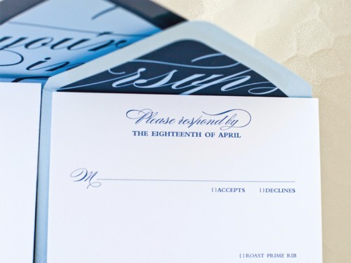 blue calligraphy wedding invitations rsvp detail 500x375 Stephanie Davids