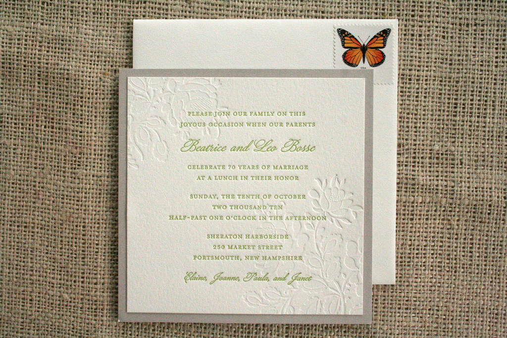  wedding anniversary and the invitations she created for the party are 
