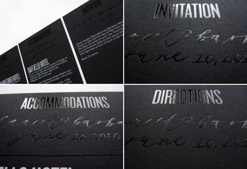 Black White Modern Wedding Invitations Detail 500x342 Modern Foil Stamp 