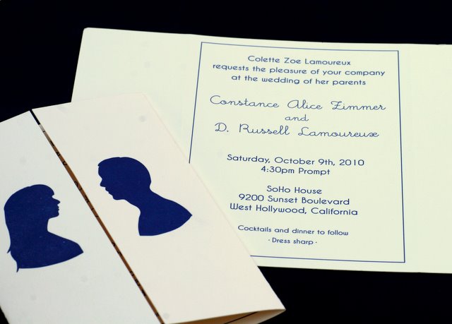 Blue Silhouette Gatefold Wedding Invitations Wording 500x358 Constance 