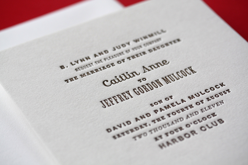  modern designs from her collection of letterpress wedding invitations 