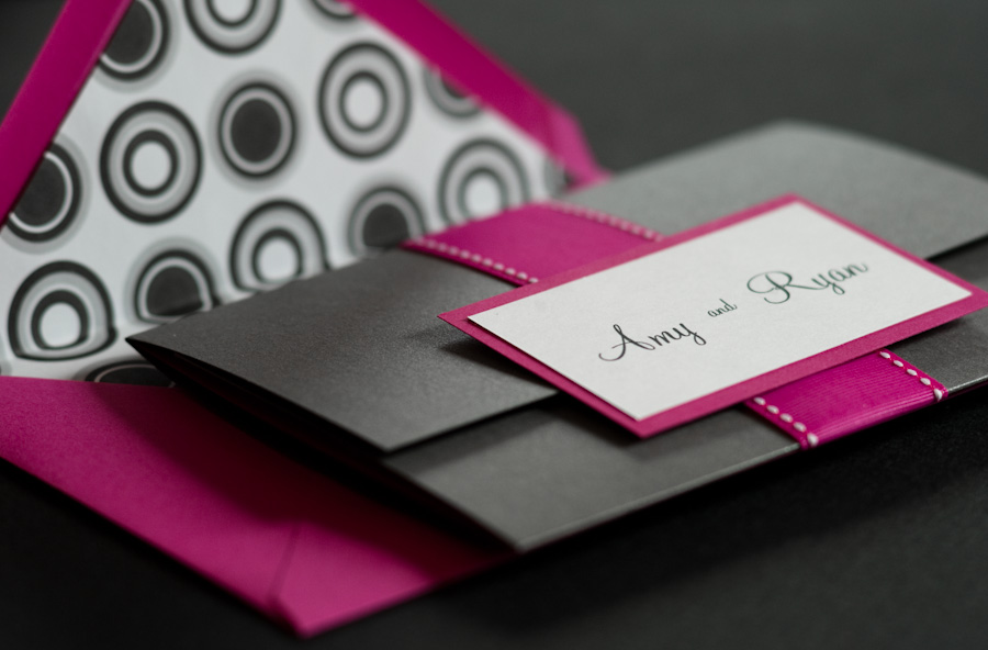 Pink Black Ampersand Wedding Invitations Envelope 500x328 Amy and Ryans