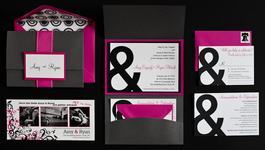 Pink Black Ampersand Wedding Invitations Full 500x283 Amy and Ryans 