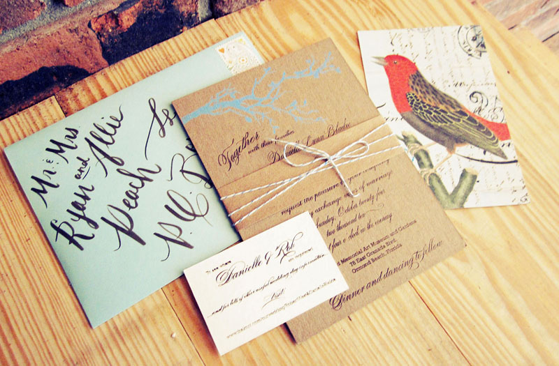 Danielle Rob's Rustic Chipboard Wedding Invitations
