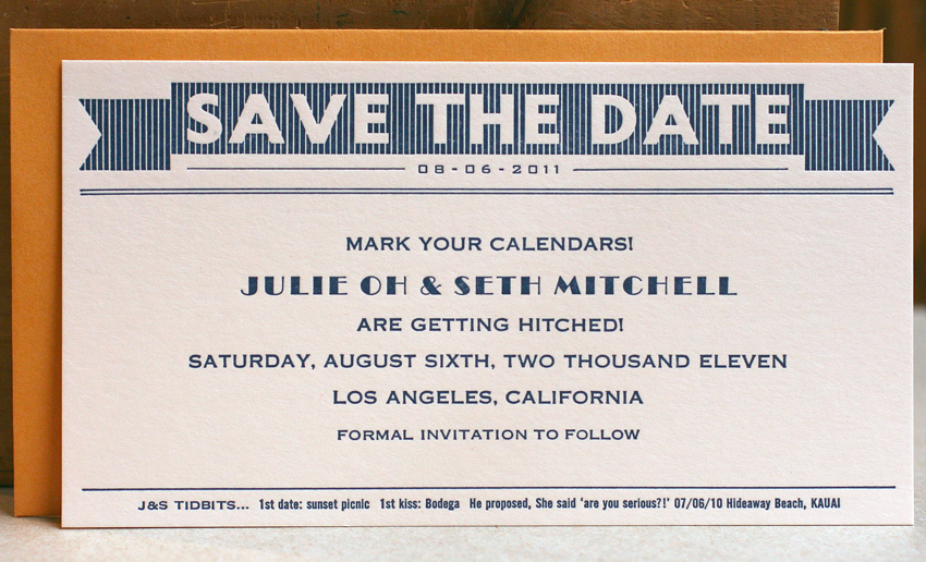  Jen used art deco type for a 1920s and telegraminspired save the date