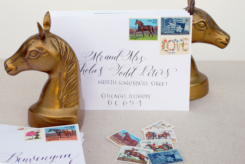 Vintage Equestrian Wedding Invitations Envelopes 500x335 Paige Adams 