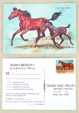  Vintage Equestrian Wedding Invitations RSVP 300x428 Paige Adams 