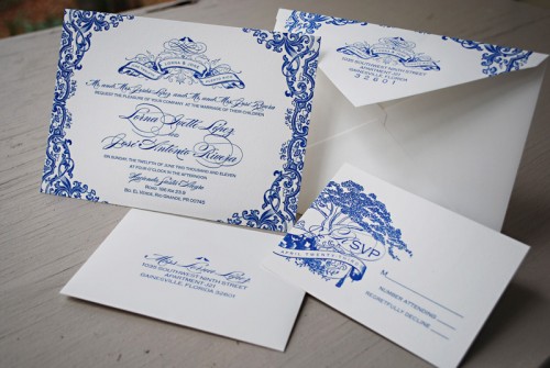 blue christmas wedding invitations