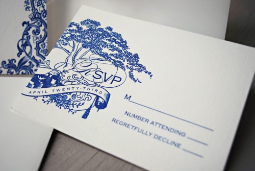 Blue-Letterpress-Puerto-Rico-Wedding-Invitations-RSVP Blue Letterpress Puerto Rico Wedding Invitations RSVP 500x335 Lorna + Joses Puerto Rico Destination Wedding Invitations