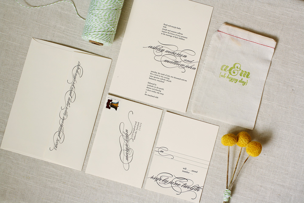 Modern Apple Green Letterpress Wedding Invitations3 500x333 Ashley Matts 