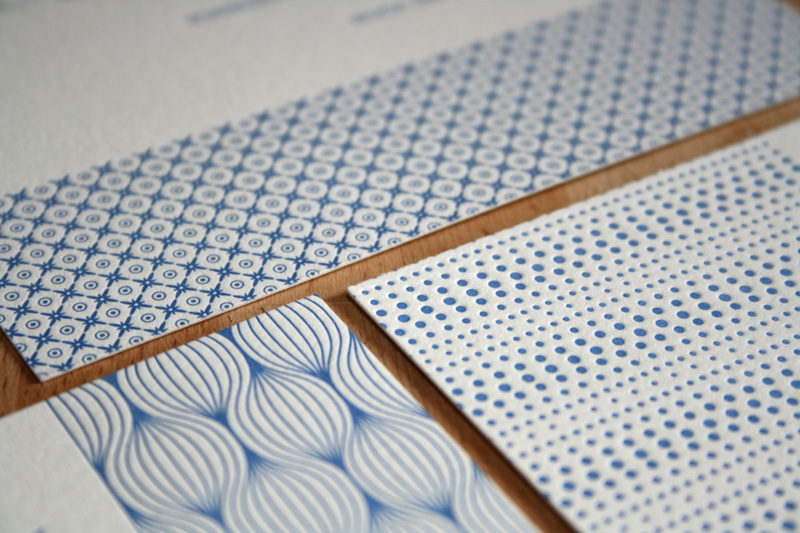 Modern Blue Pattern Letterpress Wedding Invitation Texture 500x333 Hannah 
