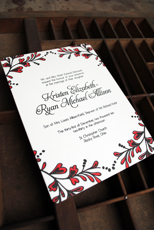 Kristen Ryan's Red and Black New Year's Eve Wedding Invitations