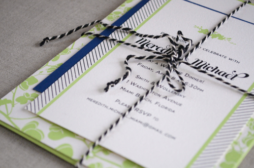 Ellie created these clean and modern invitations for a wedding in Miami 