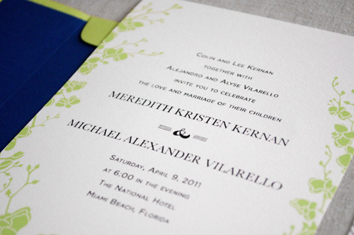 hellotenfold green white floral modern wedding invitations Meredith 