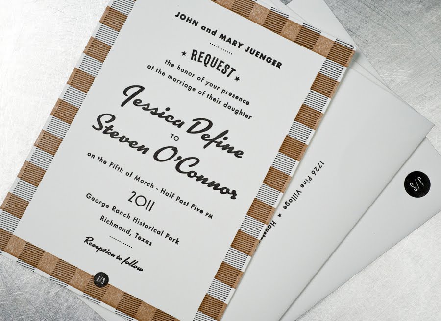 Jessica Steven's Retro Black and White Wedding Invitations