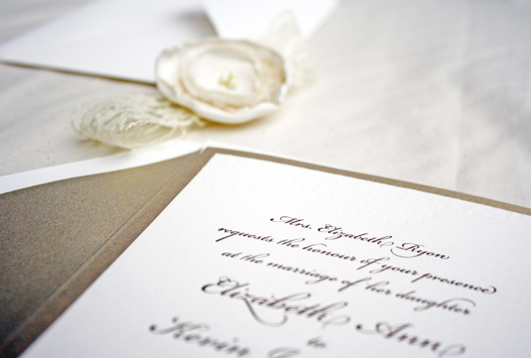 Classic Gold Letterpress Wedding Invitations4 500x337 Elizabeth Kevins