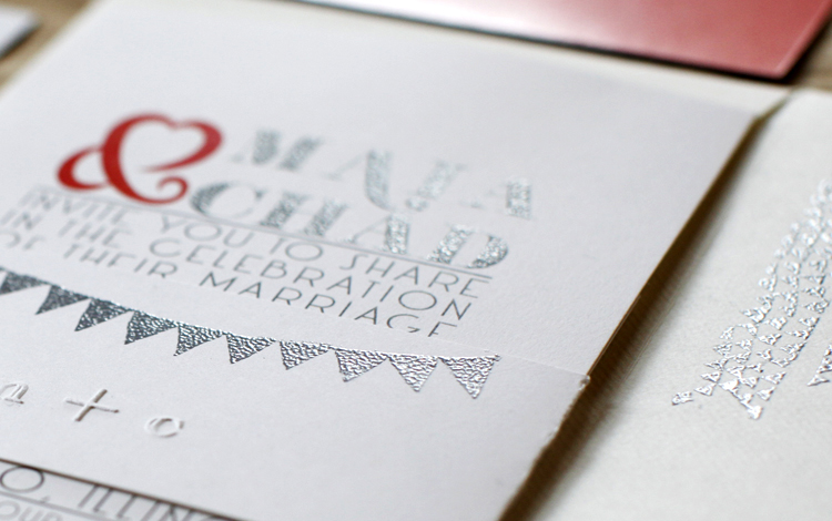Red Silver DIY Wedding Invitations Detail 500x313 Maia Chads Red and 