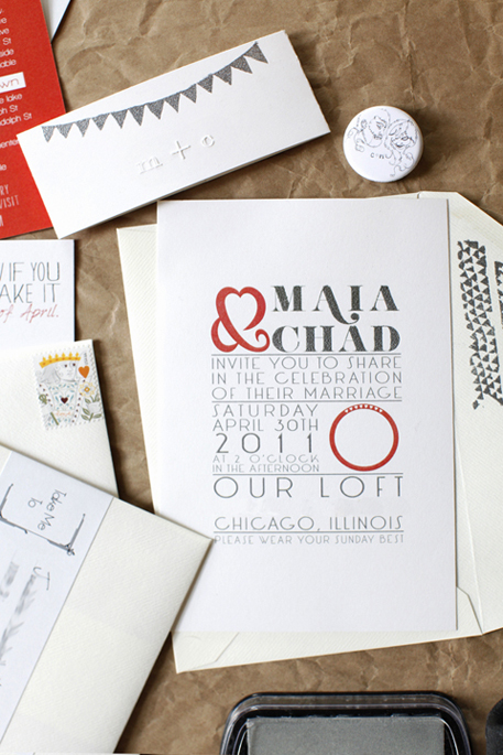  that Maia created just for her invitations Red Silver DIY Wedding 