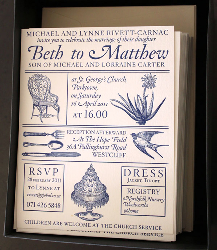 South Africa Letterpress Wedding Invitations 500x575 Beth and Matthews South