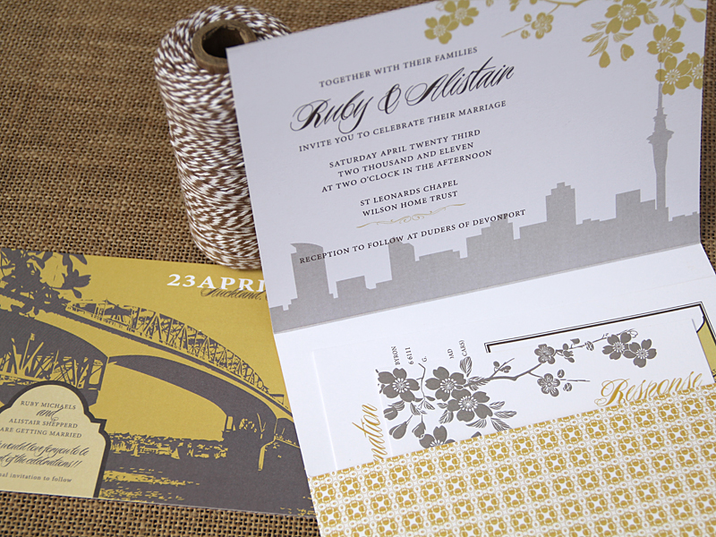 Ruby + Alistair's New Zealand Waterfront Wedding Invitations