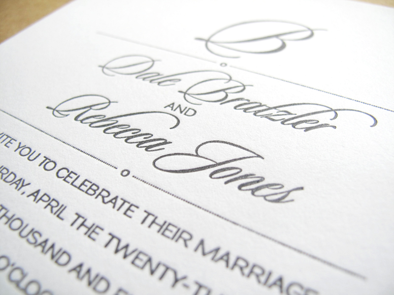  a traditional design with clean lines for her wedding invitations