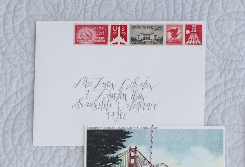 Classic Elegant Red White Gray Letterpress Wedding Invitations Envelope