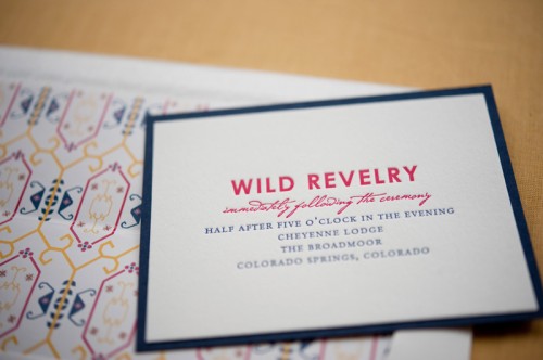 Colorado Rocky Mountains Blue Yellow Wedding Invitations Reception Card 