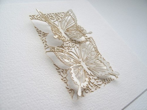 Intricate Cut Paper Butterfly Card 500x374