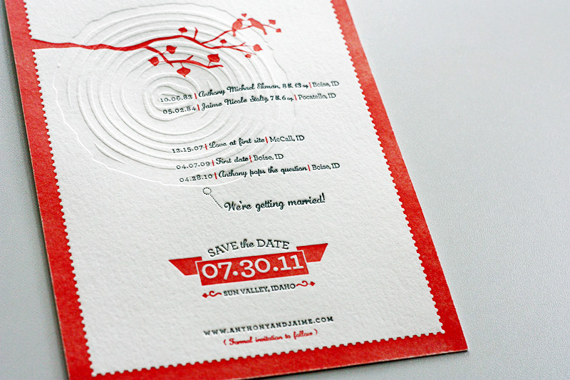 Modern Aspen Forest Letterpress Wedding Invitation3 550x366 Jaime Anthonys