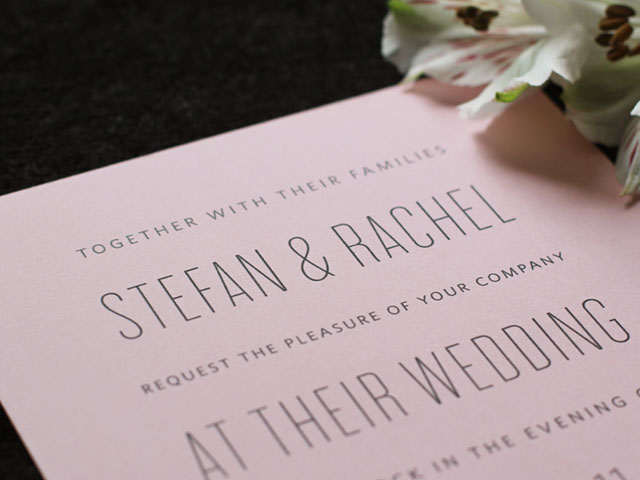 Modern Pink Wedding Invitations Font 550x412 Rachel Stefans Modern Pink 