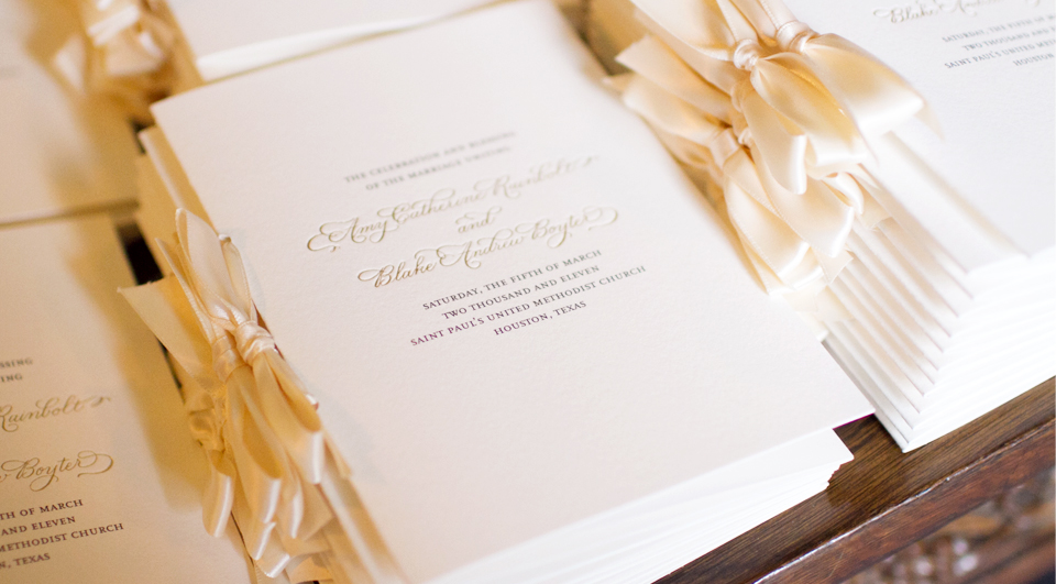 Classic GoldBlack White Wedding Ceremony Program 550x304 Amy Blakes 